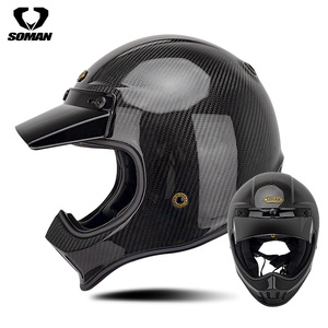 Casque de moto vintage rétro en fibre de carbone EU, casques de moto tout-terrain, motocross, moto, capacete - Product Image 5