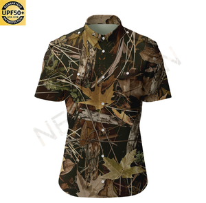 Kemeja memancing kamuflase cepat kering pria, kemeja lengan pendek Anti-UV luar ruangan taktis dengan desain multi-saku - Product Image 4
