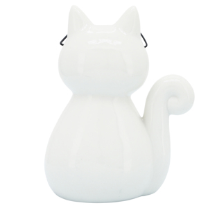 Statuetta di Gatto con Occhiali, Scultura Animale in Porcellana per Arredamento Casa e Ufficio, Statua Glamour da Esposizione - Product Image 5
