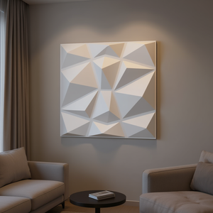 Pannello Murale 3D in PVC Elite 500x500mm Bianco Opaco Moderno Insonorizzante per Decorazione Interna - Product Image 2