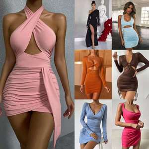 Conjunto de dos piezas de punto para <span class=keywords><strong>mujer</strong></span> con cordones en la espalda y detalles de ganchillo, minifalda y top bikini con ombligo expuesto, a bajo precio y en stock. - Product Image 6