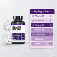 Comprimés de complexe de vitamines B (B1/B2/B3/B5/B6/B12), acide folique, biotine, sans gluten, sans OGM, 60 comprimés pour adultes, soutien immunitaire, gestion de l'énergie