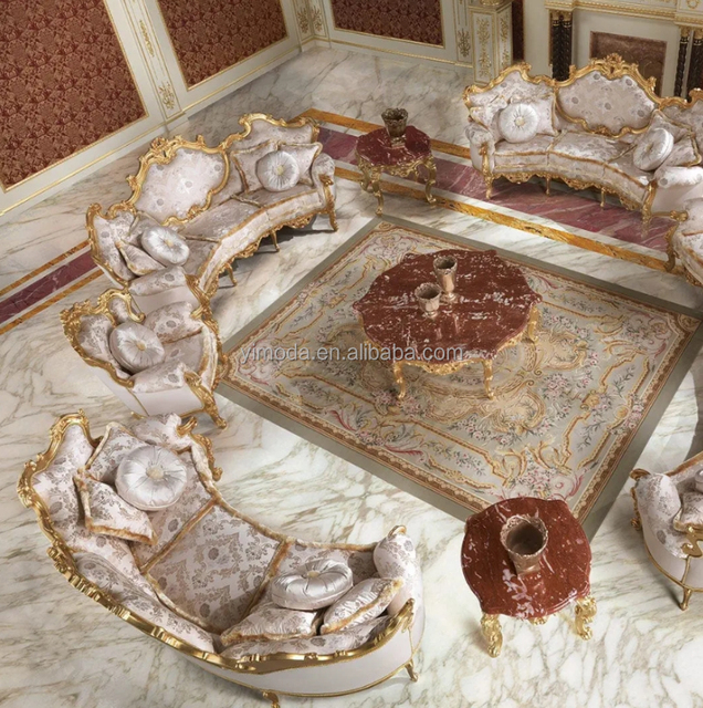 Royal Baroque Style Sofa Art Victorian Vintage Classic Sofa Furniture Solid Wood Carved Luxury Classic Sofa Set