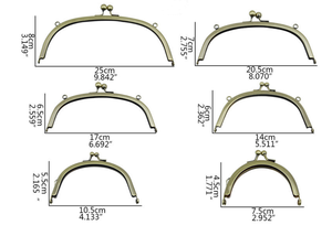 Vintage 8,5/10,5/12,5/15/20 CM Semicírculo Metal Bead Kiss Bronce Coser Marco Bolsa Cierre para Monedero Hardware Bolso de mano Accesorios - Product Image 6