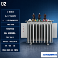 Transformateur de distribution triphasé entièrement scellé immergé dans l'huile 50-2500 kVA sans conservateur pour système de réseau électrique urbain