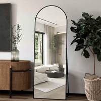 Miroir sur pied moderne en métal à cadre arqué pour salon, à fixer au mur ou au sol
