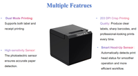 Großhandel 58mm 2-in-1 70mm/s USB-Anschluss Optionaler Thermodrucker für Quittungen/Etiketten für Supermärkte und Einzelhandel auf Lager