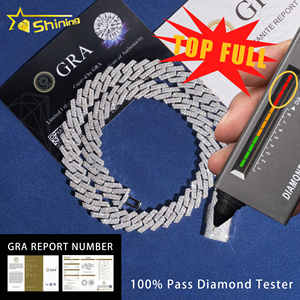 משלוח מהיר שרשרת 12 מ "מ 925 סטרלינג זהב מצופה היפ הופ vvvs d צבע moissanite - Product Image 2