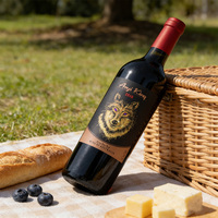 Etiquetas de Botella de Vino con Relieve Dorado UV 3D de Lujo, Diseño Personalizado, Rollo de Etiquetas Serigrafiadas para Botellas de Whisky, Vino y Bebidas