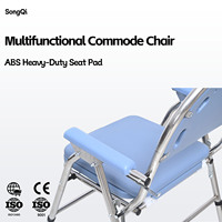 Chaise de toilette pliable en acier inoxydable robuste avec accoudoirs larges antidérapants pour personnes âgées, handicapées et femmes enceintes