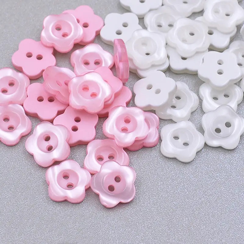 Boutons de fleurs ronds à 2 trous en résine perlée pour l'artisanat couture remplacement tricot fait à la main bébé et enfants chandails