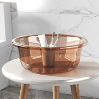 Bassin de Lavage Épais et Durable en Plastique Transparent Rond pour Salle de Bain, Cuisine, Dortoir, Maison, Lavage des Pieds