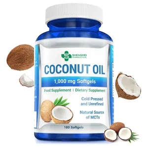 Suplemento de saúde para perda de peso, óleo de coco softgel, produtos para cuidados com os cabelos humanos com óleo de coco prensado a frio