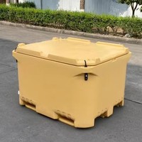 Glacière isotherme 660L en PE, étanche, avec compartiment pour glace sèche, pour le transport de fruits de mer et l'utilisation alimentaire