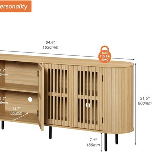 Cross-border Nordic modern <b>black</b> walnut wood entryway lattice <b>console</b> table, light luxury minimalist large capacity double door - Product Image 1