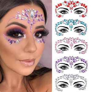 Pegatinas de <span class=keywords><strong>Maquillaje</strong></span> Acrílicas con Brillantina 3D, Gemas de Cristal Coloridas, Tatuajes Faciales Sexys para Mujeres, Decoración para Fiestas y Días Festivos - Product Image 2