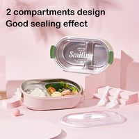 Boîte à lunch thermique portable empilable double couche en acier inoxydable 304 de 1L avec poignée, compatible micro-ondes et lave-vaisselle, faible MOQ, OEM/ODM