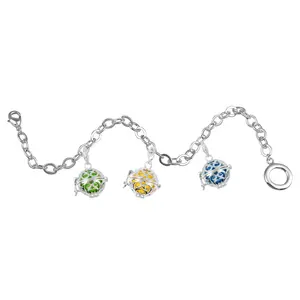 Merryshine-pulsera de plata 925 con colgante de corazón, bola mexicana, jaula de la armonía, llamador de Ángel