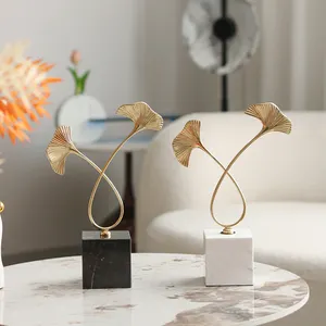 Modern Gold Leaves Plant Ornament Bedroom Home Decoration Accessories for Living Room Gold Iron Shape Crafts Desktop Decor Item