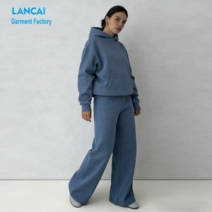 Custom OEM New Casual Oversized Streetwear Sweatsuits <strong>Plus</strong> <strong>Size</strong> Women Sweatpants and Hoodie Set Manufacturers - Product Image 2