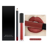 Ensemble de rouge à lèvres liquide mat et crayon à lèvres vegan en marque privée, kit de rouge à lèvres personnalisé avec crayon à lèvres