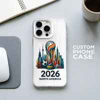 Coque antichoc en TPU motif football Amérique du Nord 2026, motif skyline urbain pour iPhone 17 16 15 14 13 Pro Max