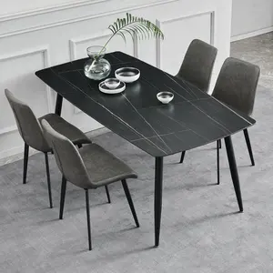 간단한 현대 작풍 저녁식사 식탁 및 의자 4 dinning 의자 현대 대리석 식탁 대리석 식탁 세트