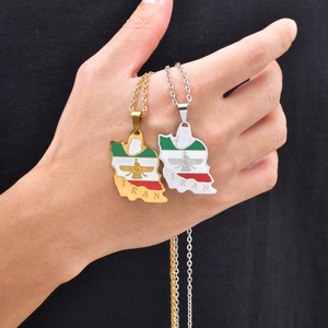 Collar con <span class=keywords><strong>Mapa</strong></span> de Irán en Acero Inoxidable 316L, Colgante con Símbolo Persa Faravahar, Joyería Esmaltada con Bandera Iraní, Regalo para Hombres y Mujeres en Oro y Plata - Product Image 2