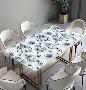 Nappe géométrique en PVC motif tournesol, lavande, fleur de cerisier, motif citron, grille à carreaux pour fête de mariage - Product Image 2