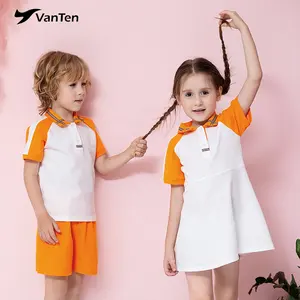 Professional uniform manufacturer Kids Shirt Dress Children Clothes Summer Girls School Dresses Uniform with Soft Fabric