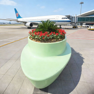 B59 Fauteuil pot de fleurs polygonal, mobilier irrégulier pour parcs, places publiques et espaces communautaires, aménagement paysager de jardin, grand bac à fleurs, bassin pour arbres, avec vase - Product Image 6