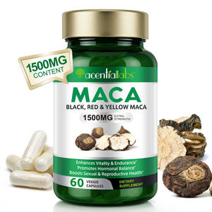 Acentiallabs 60 Capsules Maca Wortel Extract Supplementen 1500 Mg Extra Sterkte Organische Zwarte Maca Capsules Voor Mannen Vrouwen - Product Image 1
