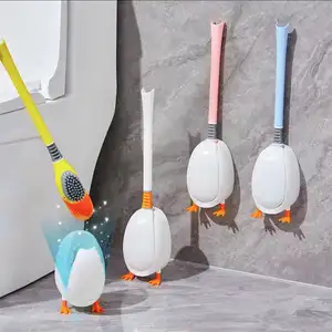 Porte-brosses de nettoyage de toilette en silicone en forme de canard de plongée au design unique avec poignée en plastique type suspendu au mur pour salle de bain