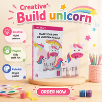 VOSAN Créez votre propre puzzle 3D licorne, kit d'artisanat DIY pour enfants, assemblage en carton, jouet éducatif pour garçons et filles