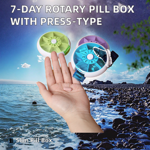Round Press-Type Rotary Plastic 7-Day Pill Box with Medicine Storage <b>Container</b> <b>for</b> <b>Tablets</b>/ - Product Image 2