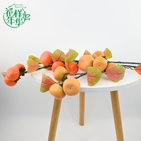 Groothandel 89cm Kunstmatige Perzikrode Fruit Ornament met Gele Bladeren voor Huis Festival Feest Bruiloft Decoratie