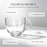Ensemble de café et de thé en verre transparent LiKang moderne, bord épaissi, poignée ergonomique, facile à nettoyer, qualité alimentaire, écologique