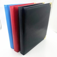 Portefeuille en cuir PU rouge à 3 anneaux avec logo personnalisé Portefeuille en cuir A4 Padfolio