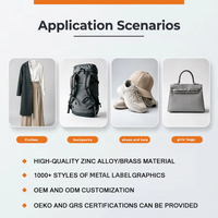 Étiquettes de vêtements en acier inoxydable noir mat découpées au laser, personnalisées OEM pour vêtements, certifiées OEKO-TEX, tendance, imperméables, coins arrondis