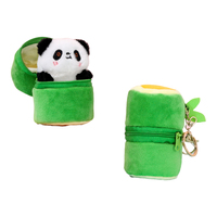 Peluche Panda Mignonne et Douce, Jouet en Peluche Panda dans un Tube en Bambou, Mini Poupée Panda, Porte-clés en Peluche