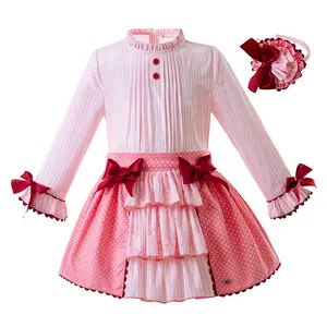 2023 OEMペティガール最新の女の子ピンクのドレス弓の女の赤ちゃんの服オンライン卸売