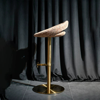 Tabouret de bar moderne en acier inoxydable réglable avec finition brossée et siège pivotant pour utilisation à la réception et au comptoir
