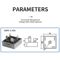 Redresseur en pont monophasé KBPC10A 15A 25A 35A 50A 1000V, à quatre sorties carrées, haute puissance, pour transformateur et alimentation