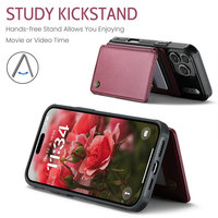 Étui de téléphone portable de haute qualité rétro rouge pour 18 Pro, en cuir artificiel, TPU, PC, antichoc, avec porte-cartes, embossé
