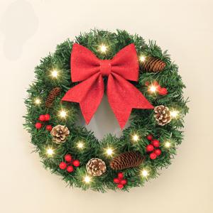 Ghirlande e Corone Natalizie Artificiali di Lusso 40cm 50cm 60cm con Pigne, Fiocchi e Luci LED - Decorazione Ecologica Fatta a Mano per la Casa - Product Image 1