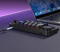 Tri-mode Mini Macropad 19 tombol mekanis, Keyboard nirkabel 2.4G BT keypad makro yang dapat diprogram lampu LED untuk Desktop