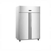 Réfrigérateur vertical commercial à double température en acier inoxydable, porte vitrée, commande numérique, refroidissement direct pour bars