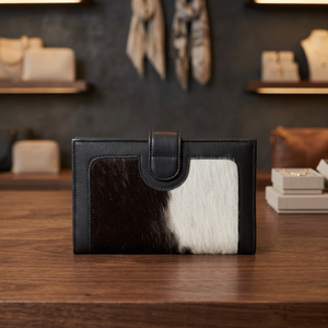 Women's Luxury Black and <b>White</b> Cowhide Tassel Zipper Closure Wristlet Wallet - Product Image 3