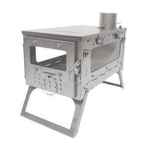 Poêle <span class=keywords><strong>de</strong></span> camping moderne en acier inoxydable, portable, pliable, avec cheminée latérale en verre, pour le chauffage, la cuisson et le barbecue - Product Image 4