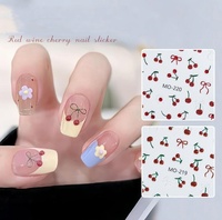 Vente chaude vin cerise ongles autocollants pur désir rouge diamant autocollants cerise Nail Art autocollants